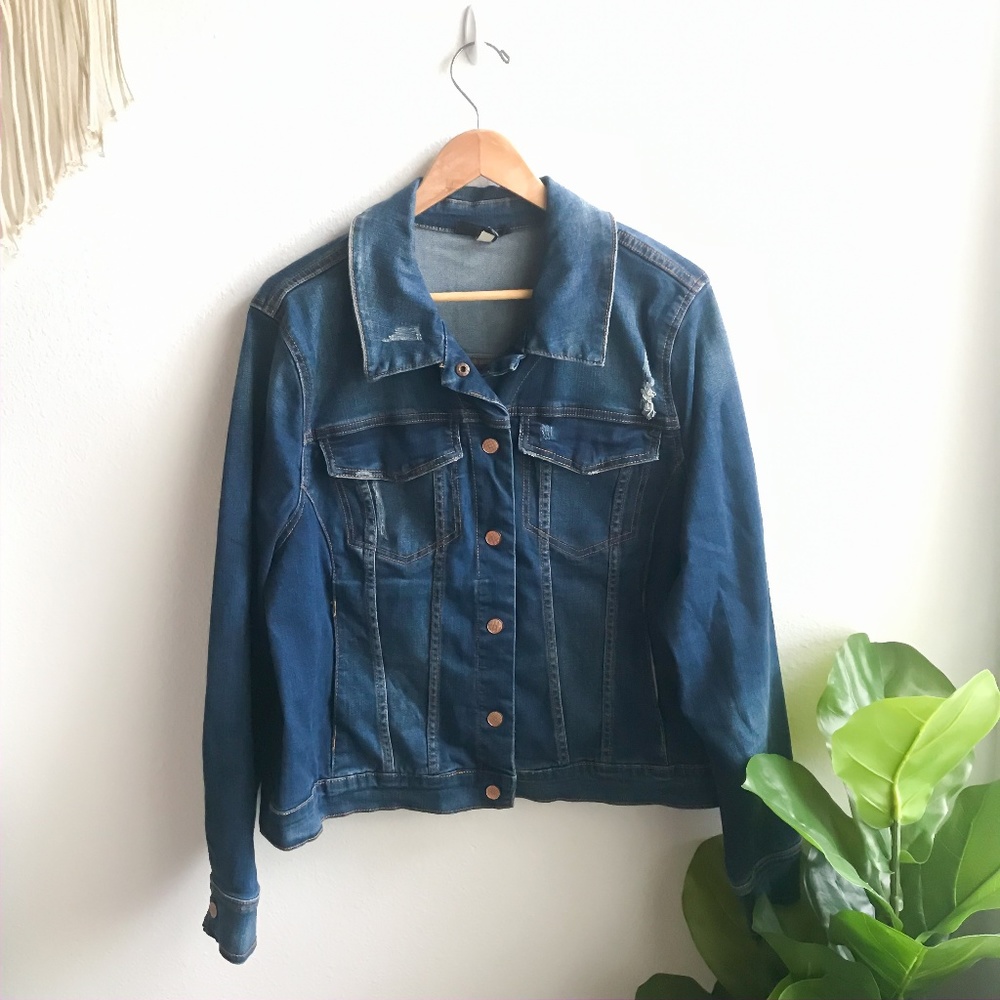 Lane Bryant Denim Jacket Slightly Distressed 22